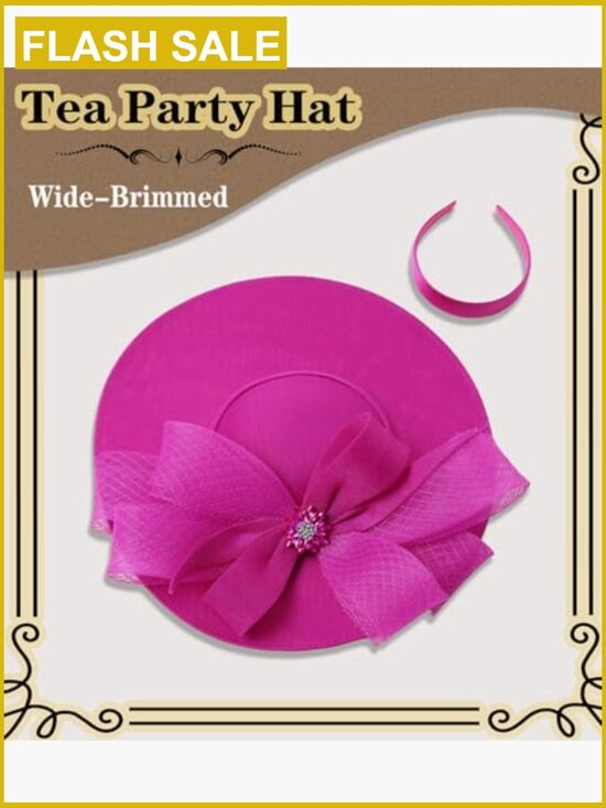 Wide Brim Fascinator Hat Tea Party Headband Vintage Church Lady Headwear Derby main image 4